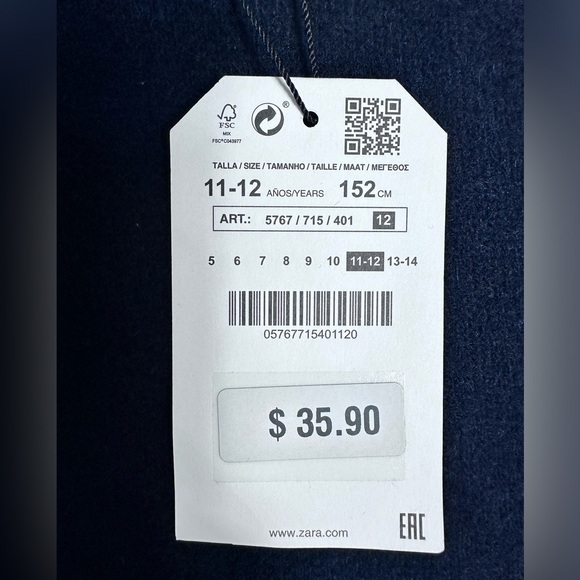 ZARA Floral Appliqué Sweater Dress, SIZE 11/12 - Picture 12 of 12